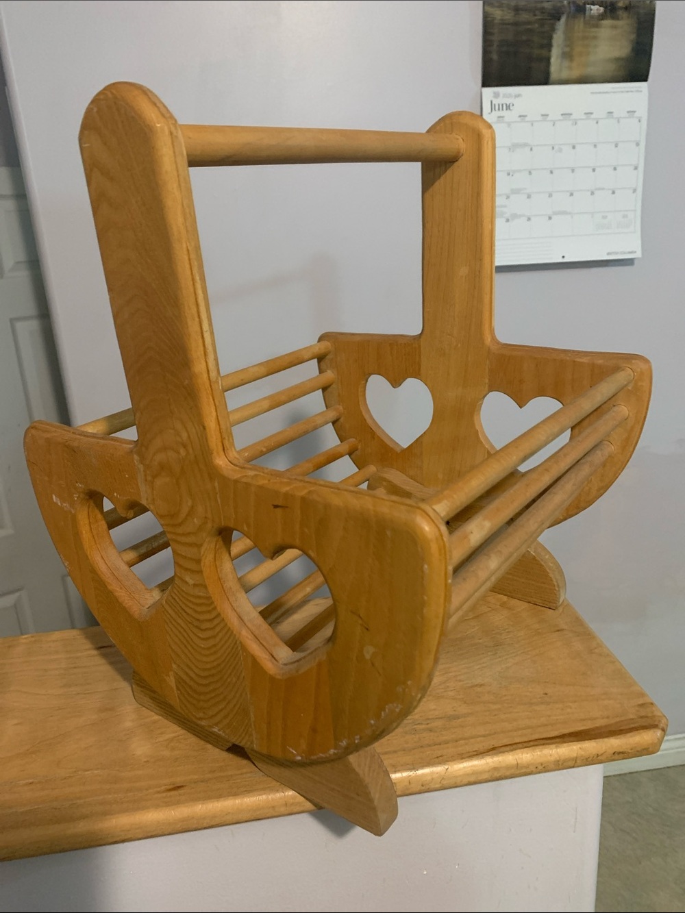 Wooden Heart Accent Basket - Natural Finish